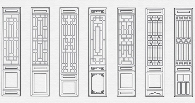 柯桥常用中式仿古花窗图案隔断设计图